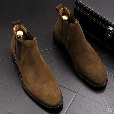 new arrival mens casual breathable genuine leather ankle boots nubuck chelsea booties young gentleman cowboy shoes zapato hombre