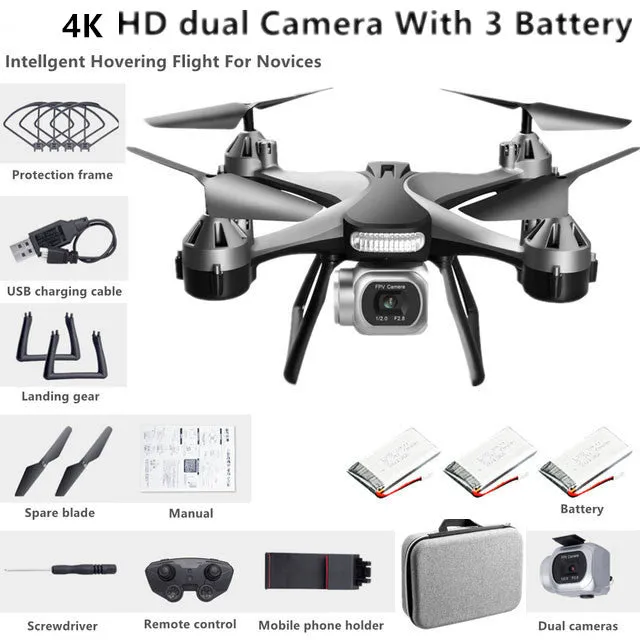 New Quadcopter UAV HD 4K Dual Camera Remote WiFi Controlled Drone