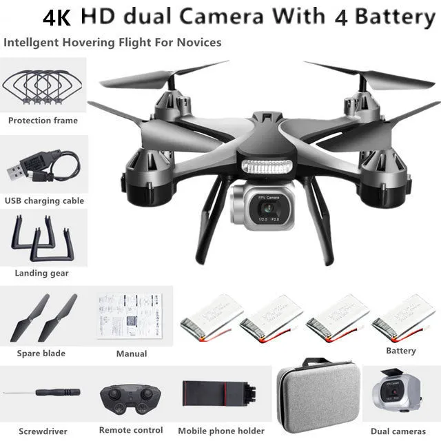 New Quadcopter UAV HD 4K Dual Camera Remote WiFi Controlled Drone