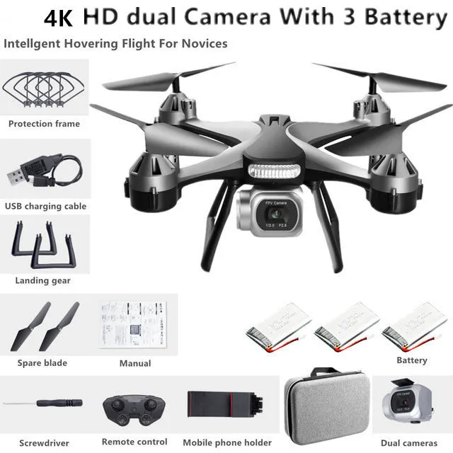 New Quadcopter UAV HD 4K Dual Camera Remote WiFi Controlled Drone