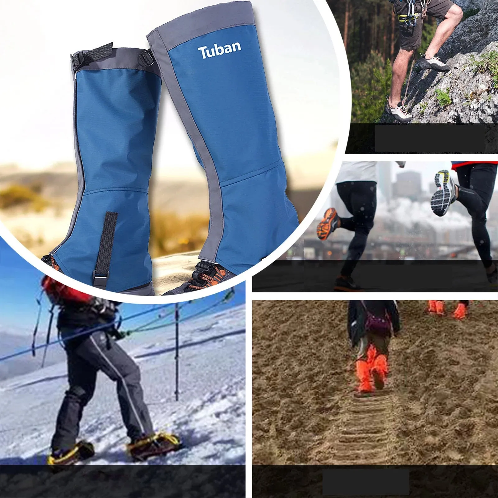 Non-Slip Snow Boots Cover Skiing Gaiters Adjustable Cover Camping Hiking Climbing