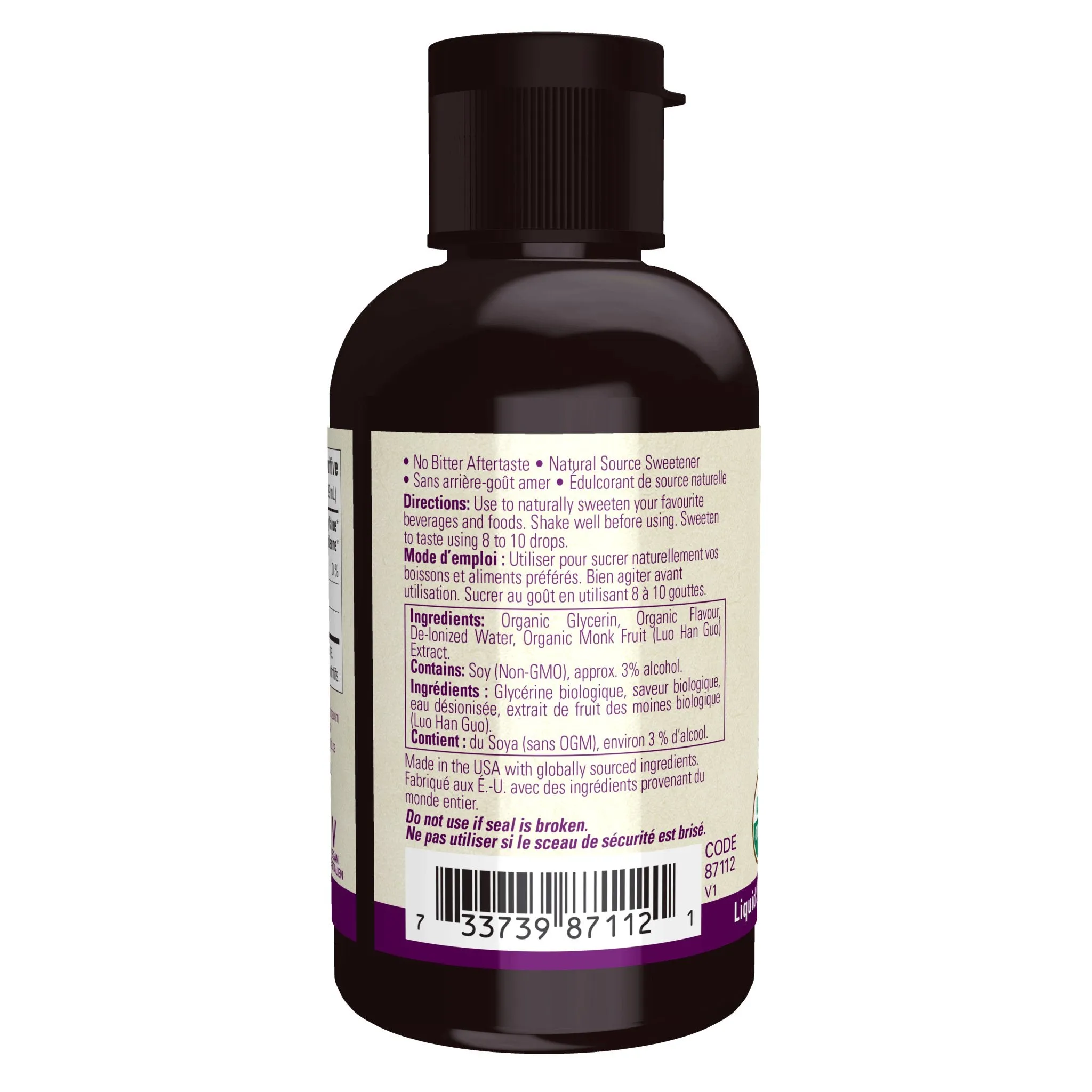 Now Organic Monk Fruit Liquid, Caramel 59mL