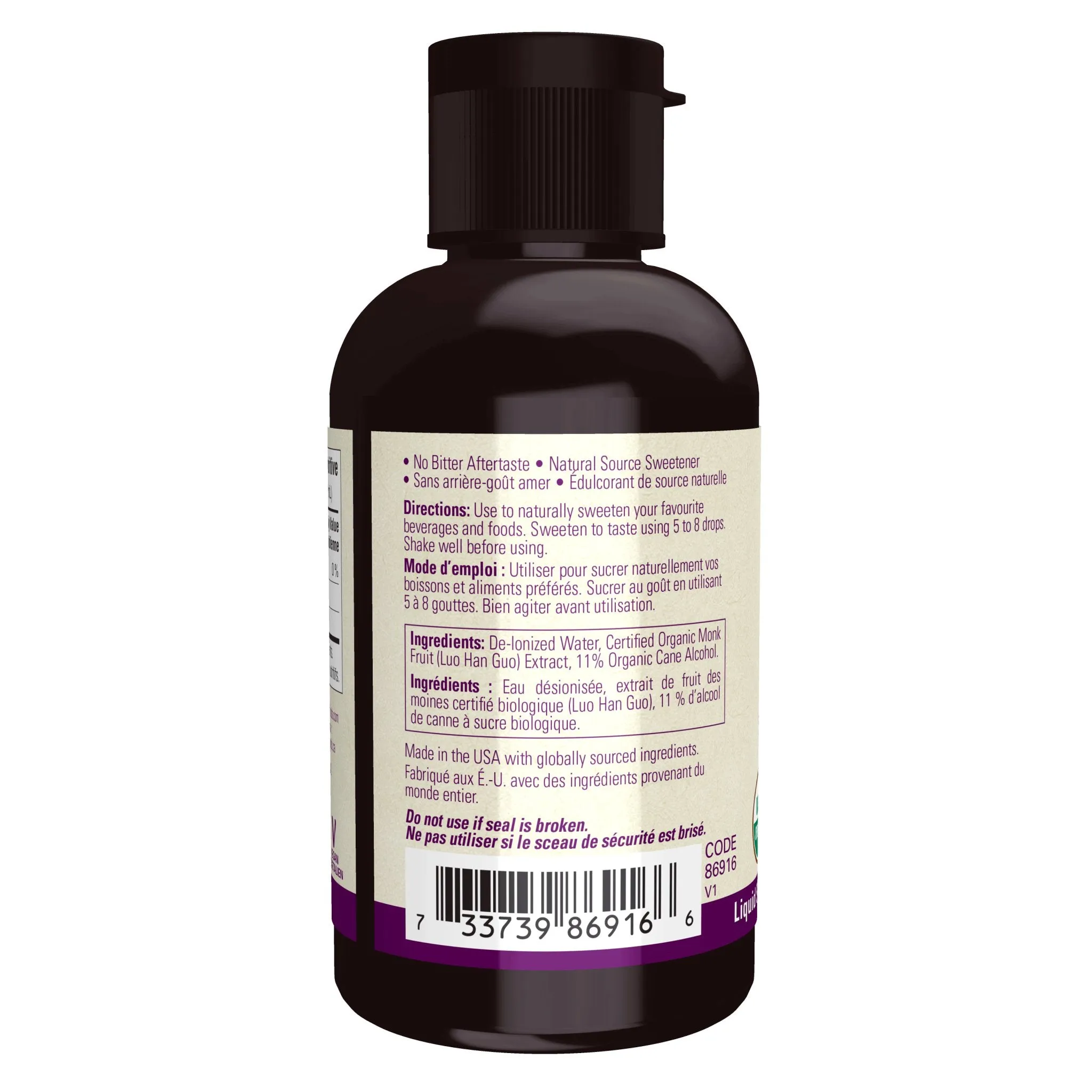 Now Organic Monk Fruit Liquid, Unflavoured 59mL