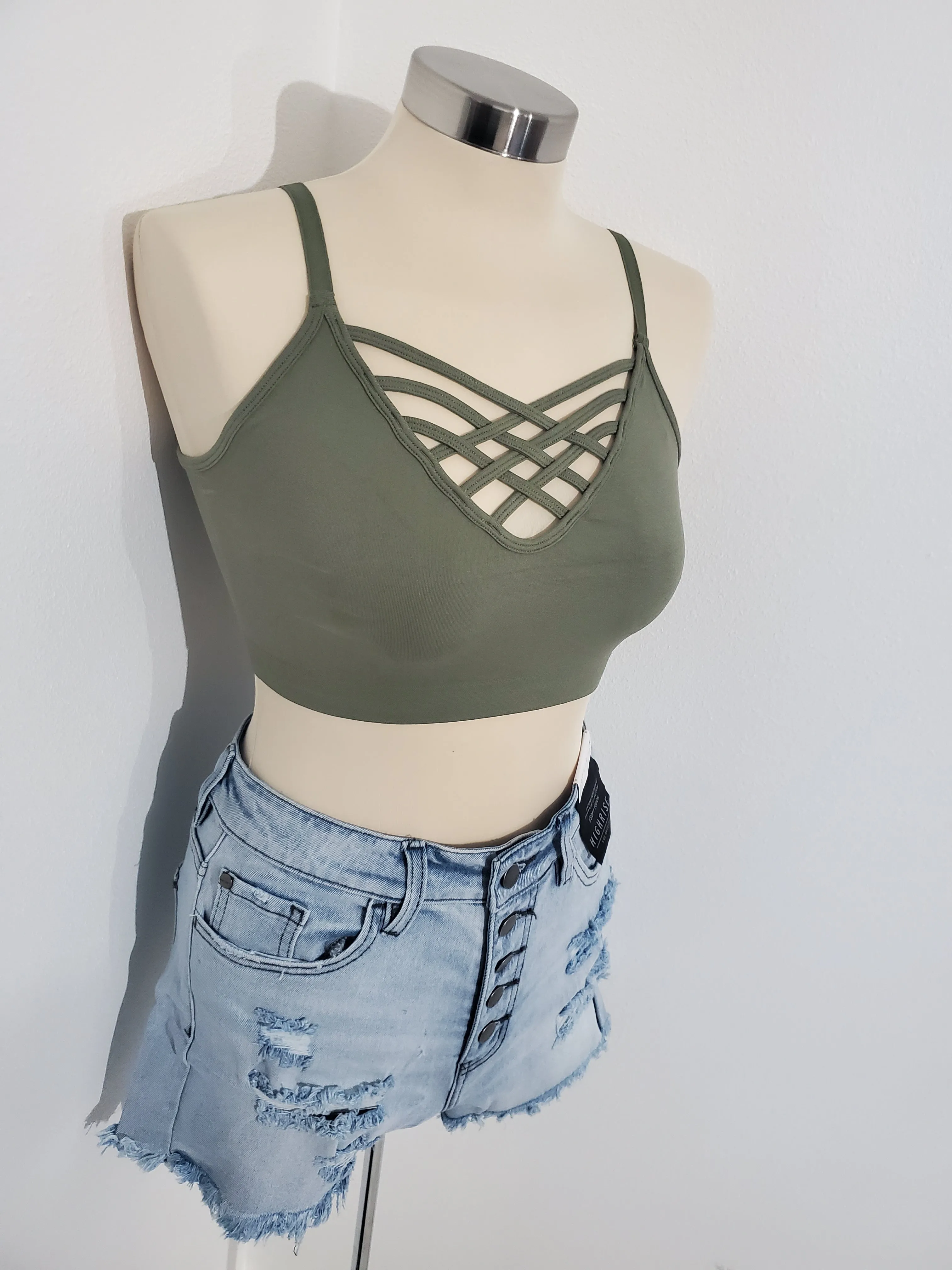Olive Caged Bralette