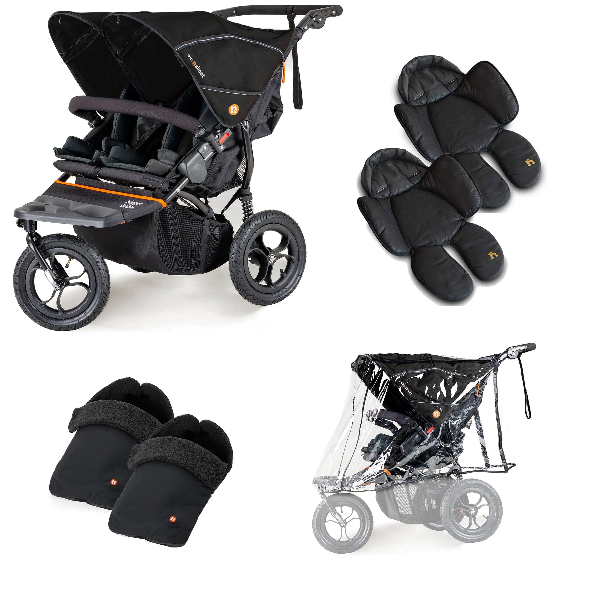 Out n About Nipper Double Twin Comfort Kit in Summit Black