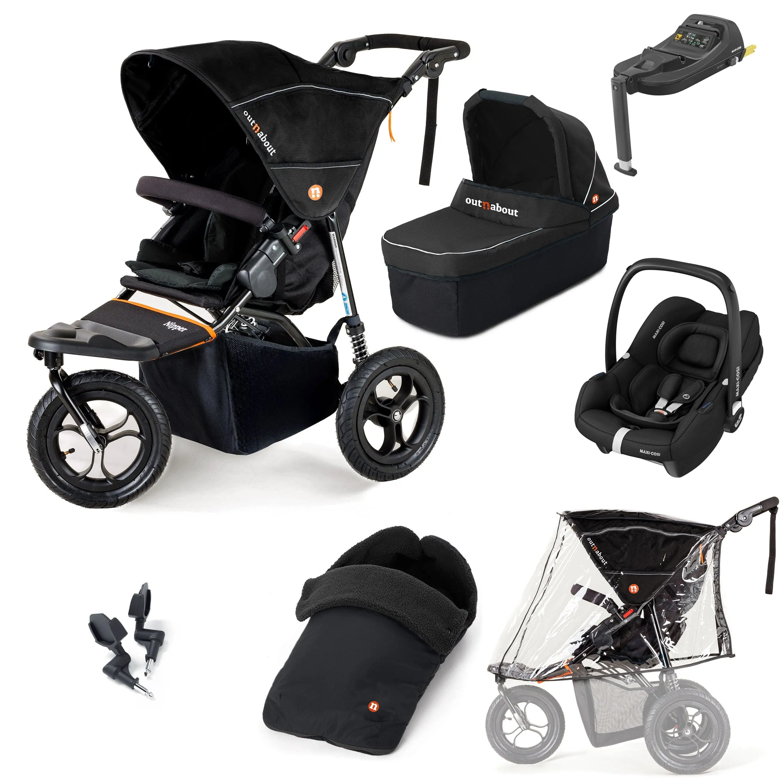 Out n About Nipper Single Maxi-Cosi Essential Kit in Summit Black