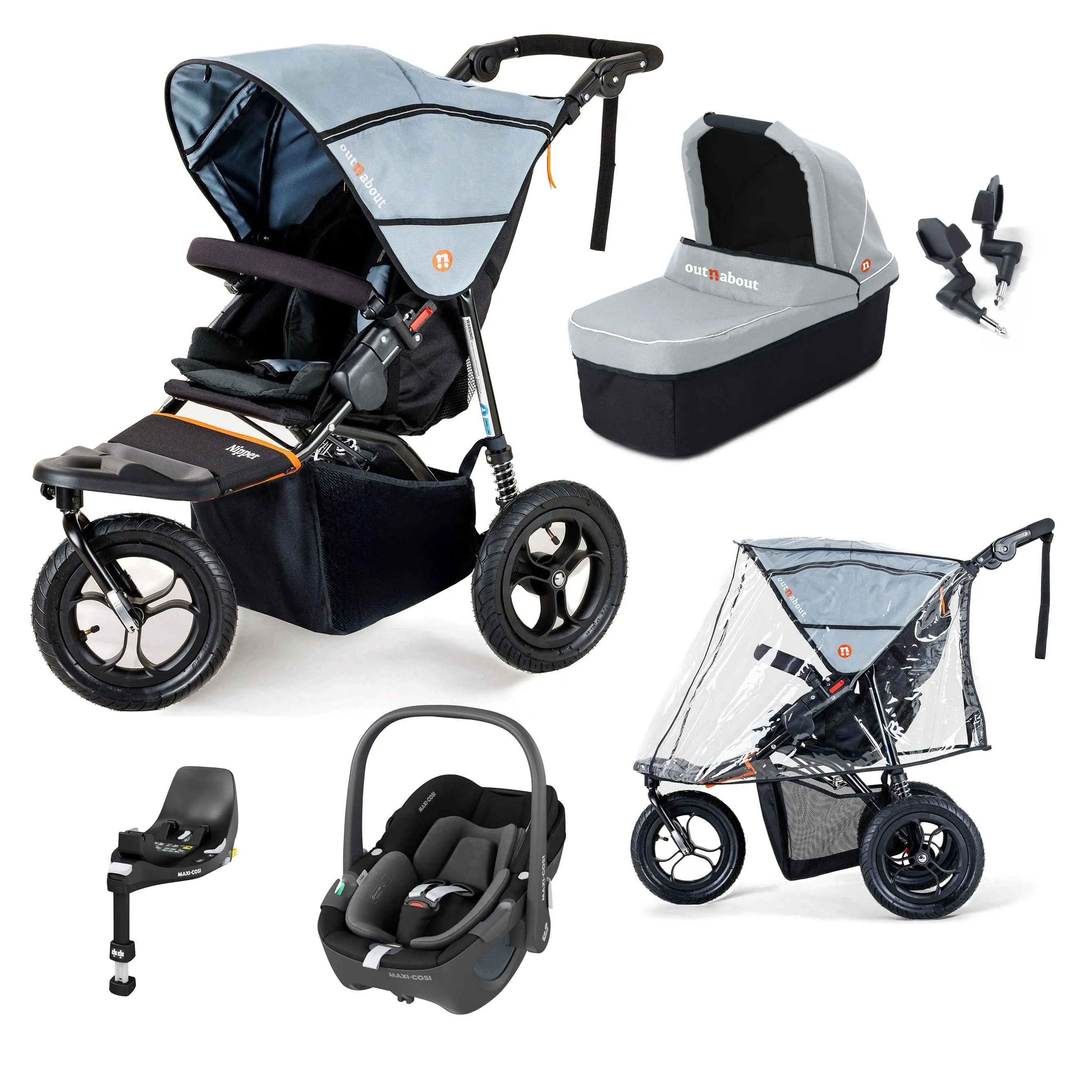 Out n About Nipper Single Maxi-Cosi Starter Kit in Rock Salt Grey