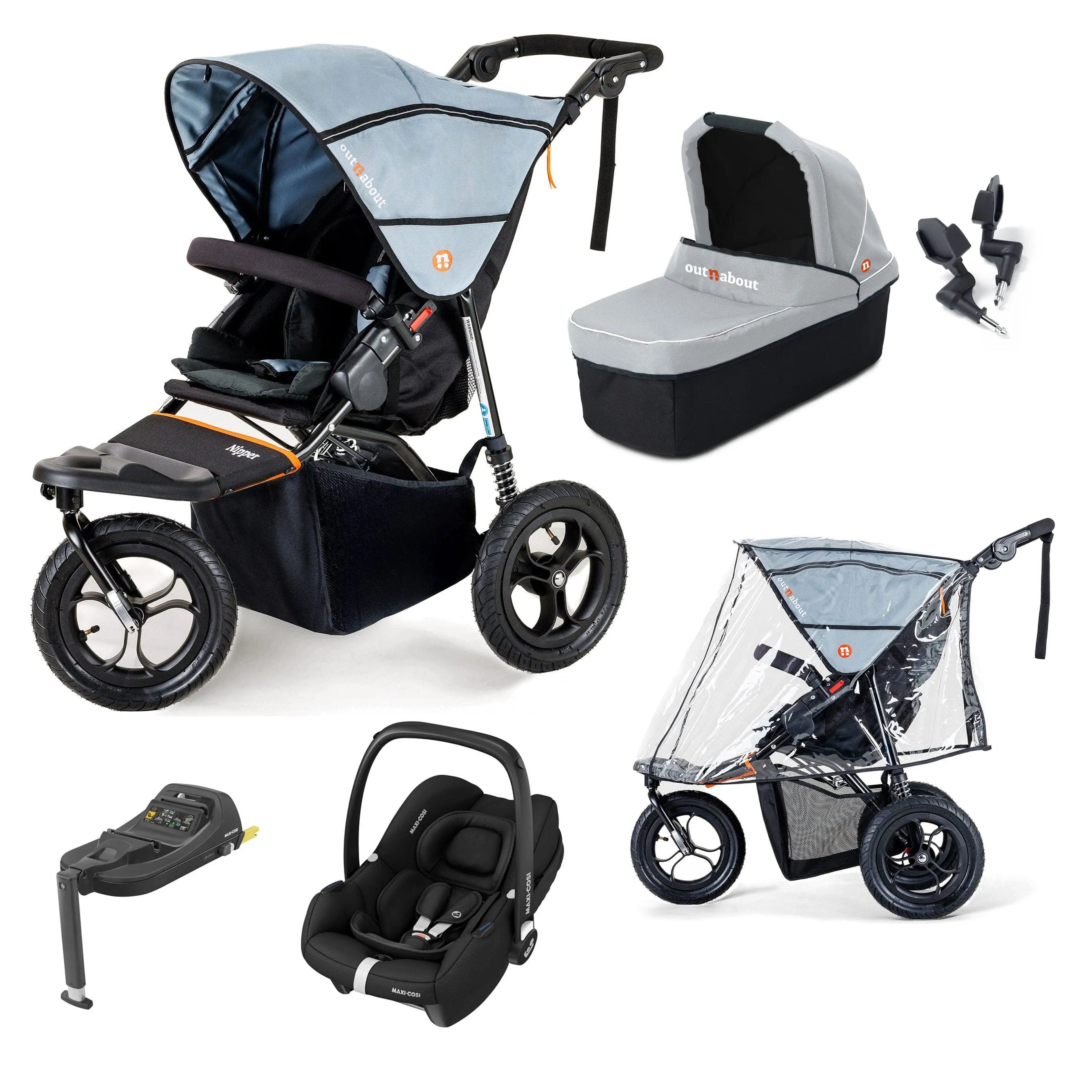 Out n About Nipper Single Maxi-Cosi Starter Kit in Rock Salt Grey