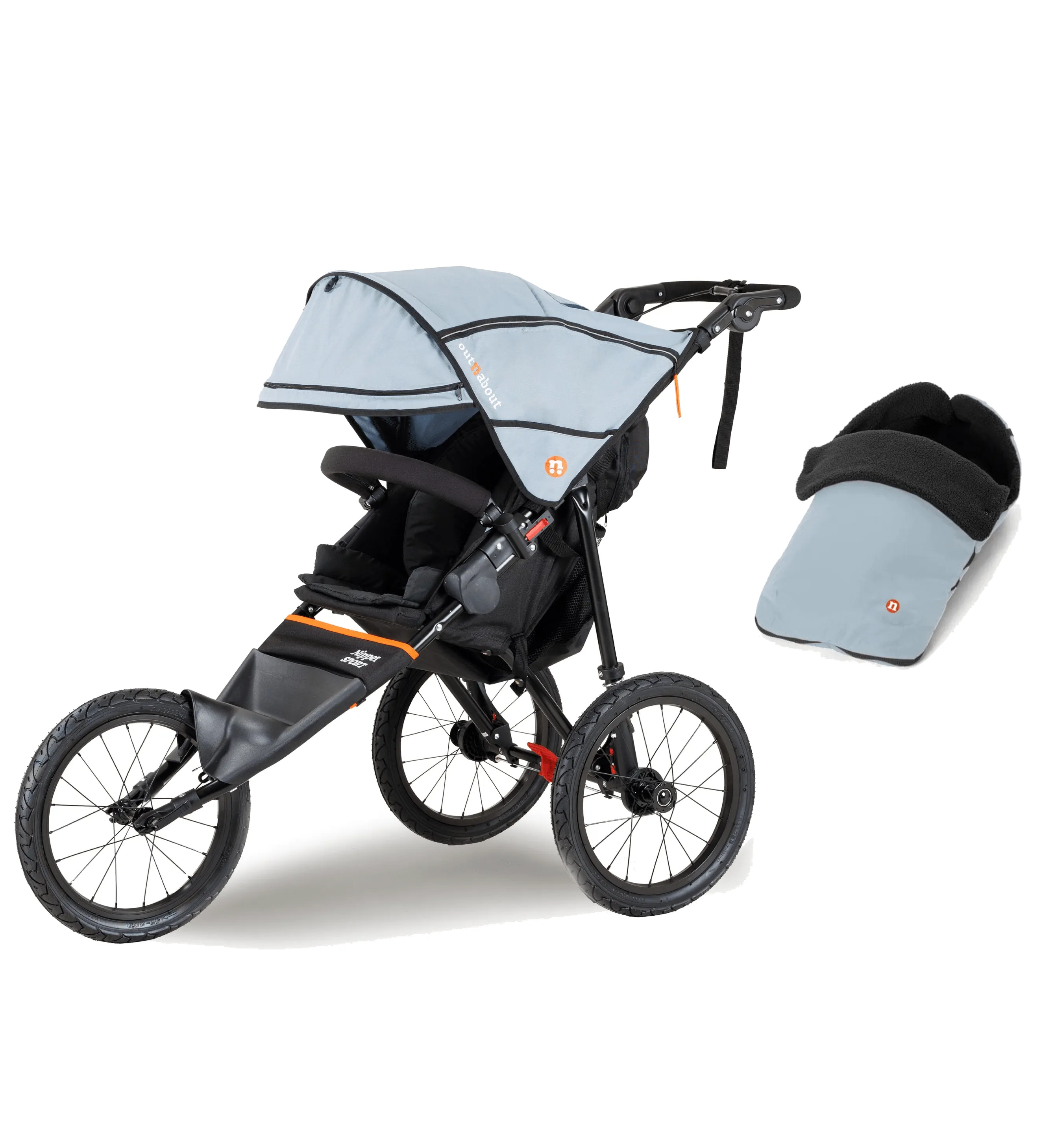 Out n About Nipper Sport V5 Single Pushchair with Footmuff - Rocksalt Grey