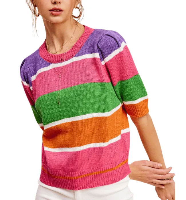 Pam Striped Short Sleeve Knit