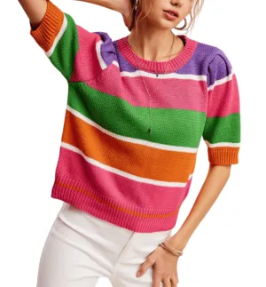 Pam Striped Short Sleeve Knit