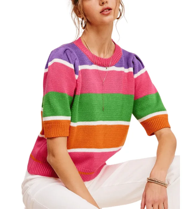 Pam Striped Short Sleeve Knit