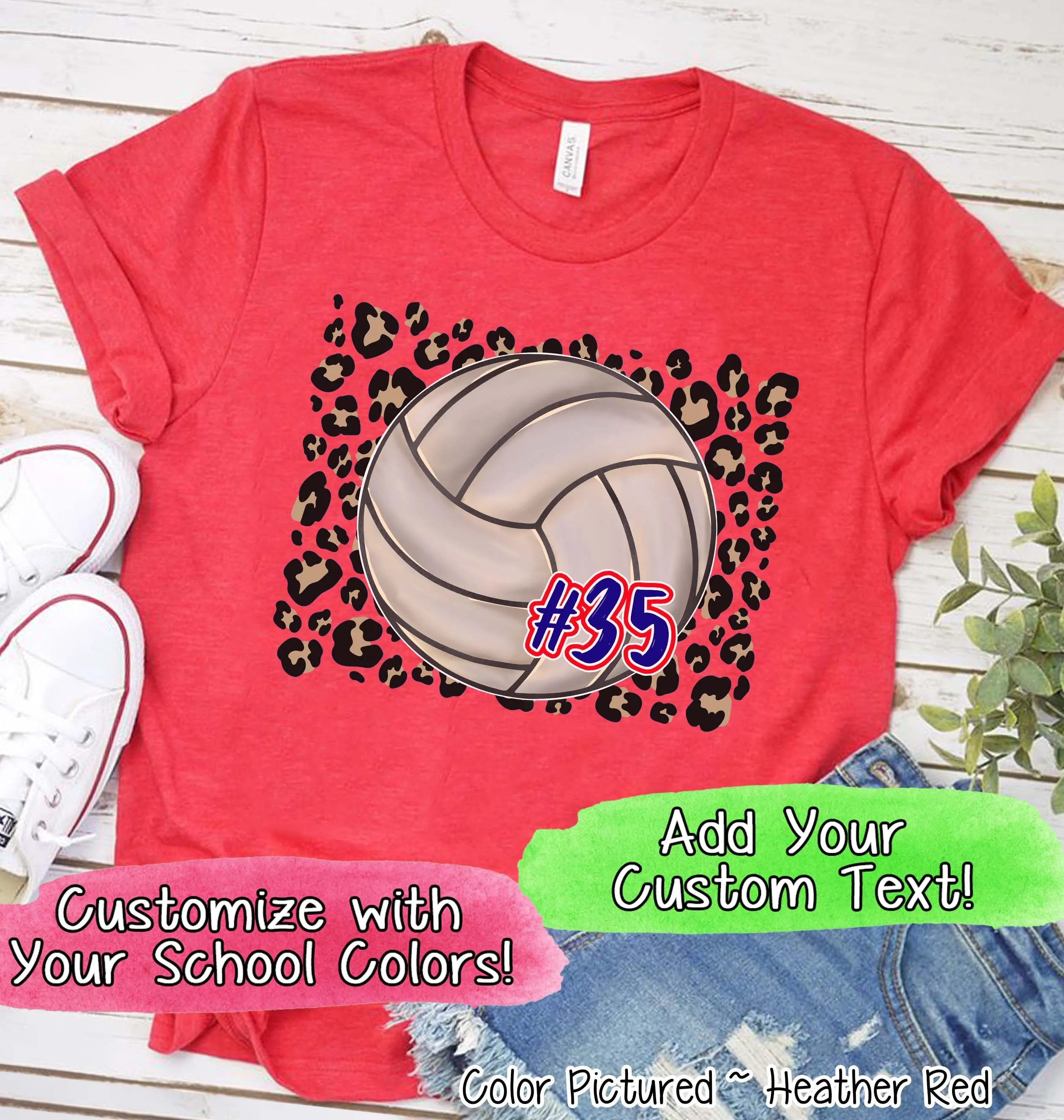 Personalized Leopard Volleyball Fan Tee