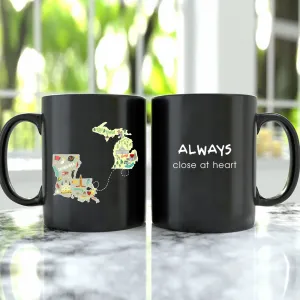 Personalized Long Distance Relationship Gift Ideas Black Coffee Mug - Move Away Gift - 0906