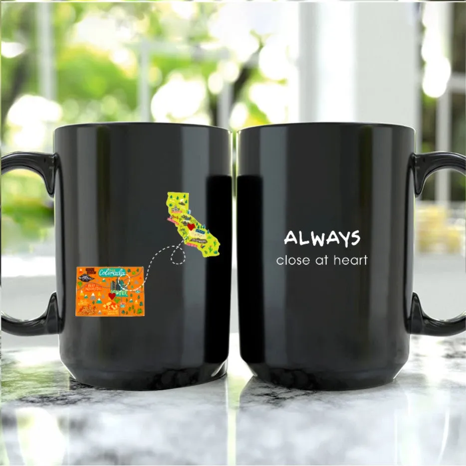 Personalized Long Distance Relationship Gift Ideas Black Coffee Mug - Move Away Gift - 0906