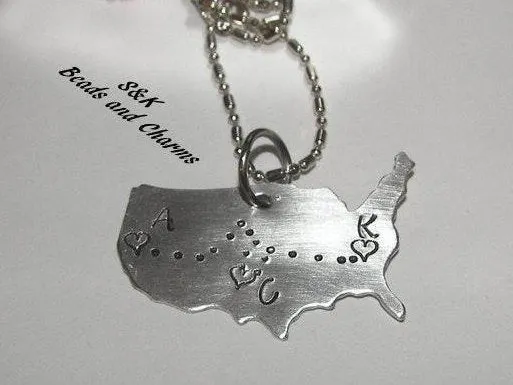 personalized long distance relationship United States Necklace, Moving missing you going away Gift , personalized friendship necklace
