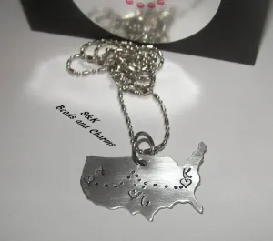 personalized long distance relationship United States Necklace, Moving missing you going away Gift , personalized friendship necklace
