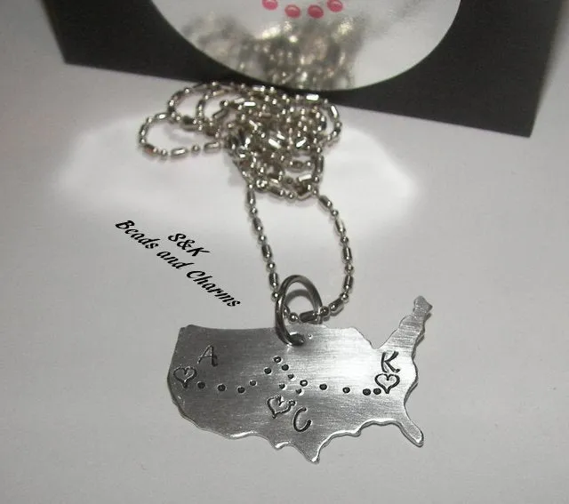 personalized long distance relationship United States Necklace, Moving missing you going away Gift , personalized friendship necklace