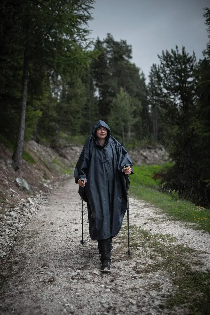 Poncho pluie de randonnée - forclaz mt 100 bleu 30l