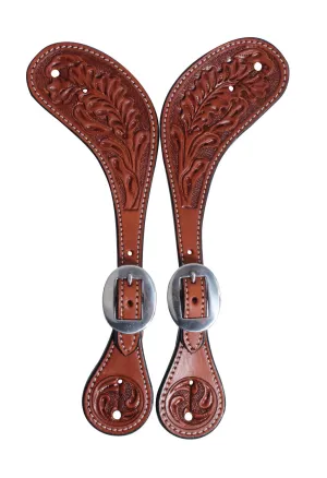 Professional's Choice Collection Oak Leaf Tooled Muleshoe Spur Straps for Women