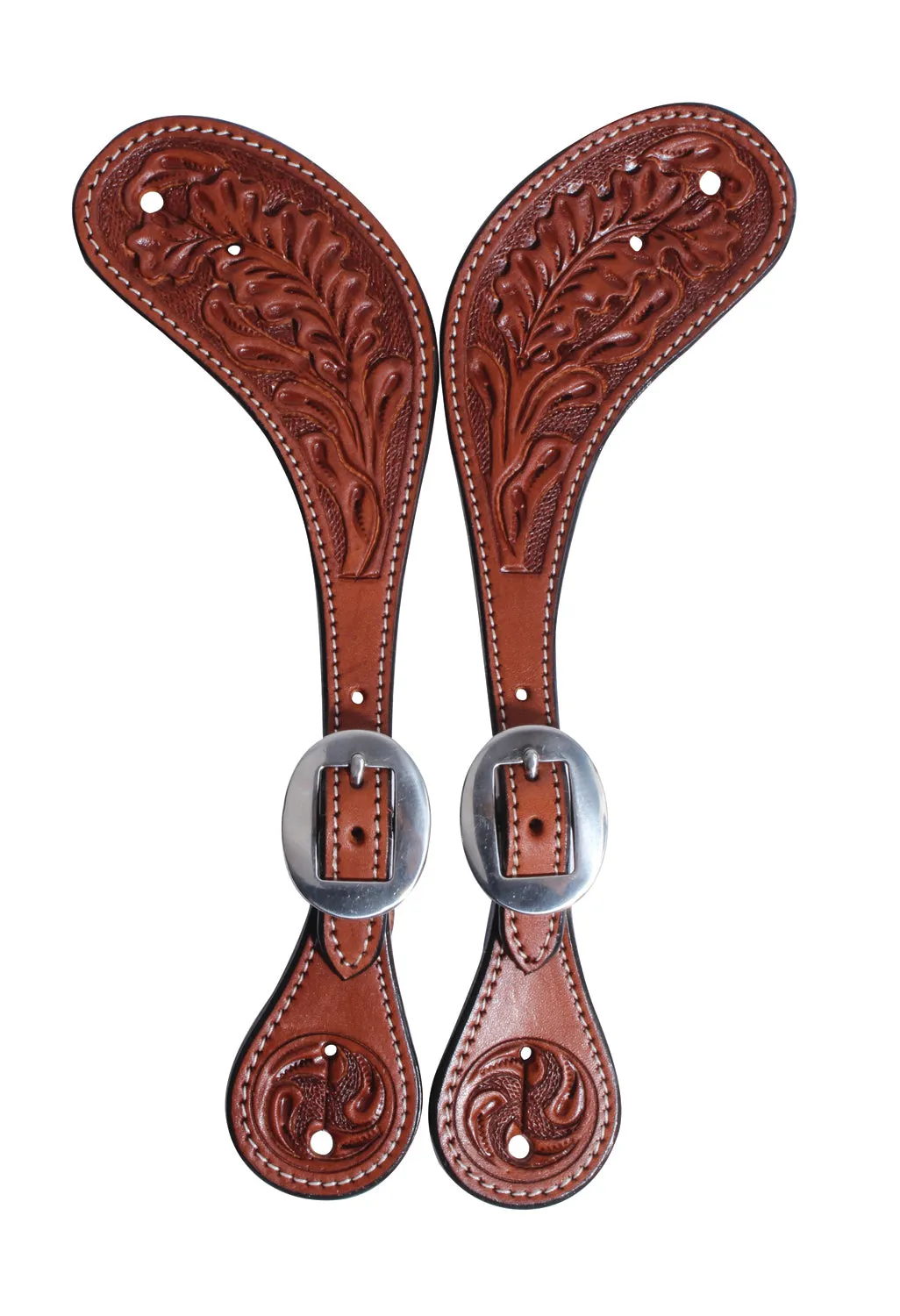 Professional's Choice Collection Oak Leaf Tooled Muleshoe Spur Straps for Women