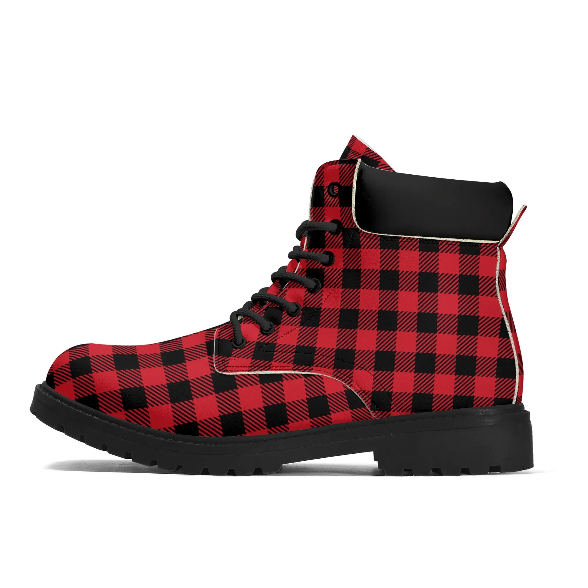 Red Buffalo Plaid Mens All Season Boots