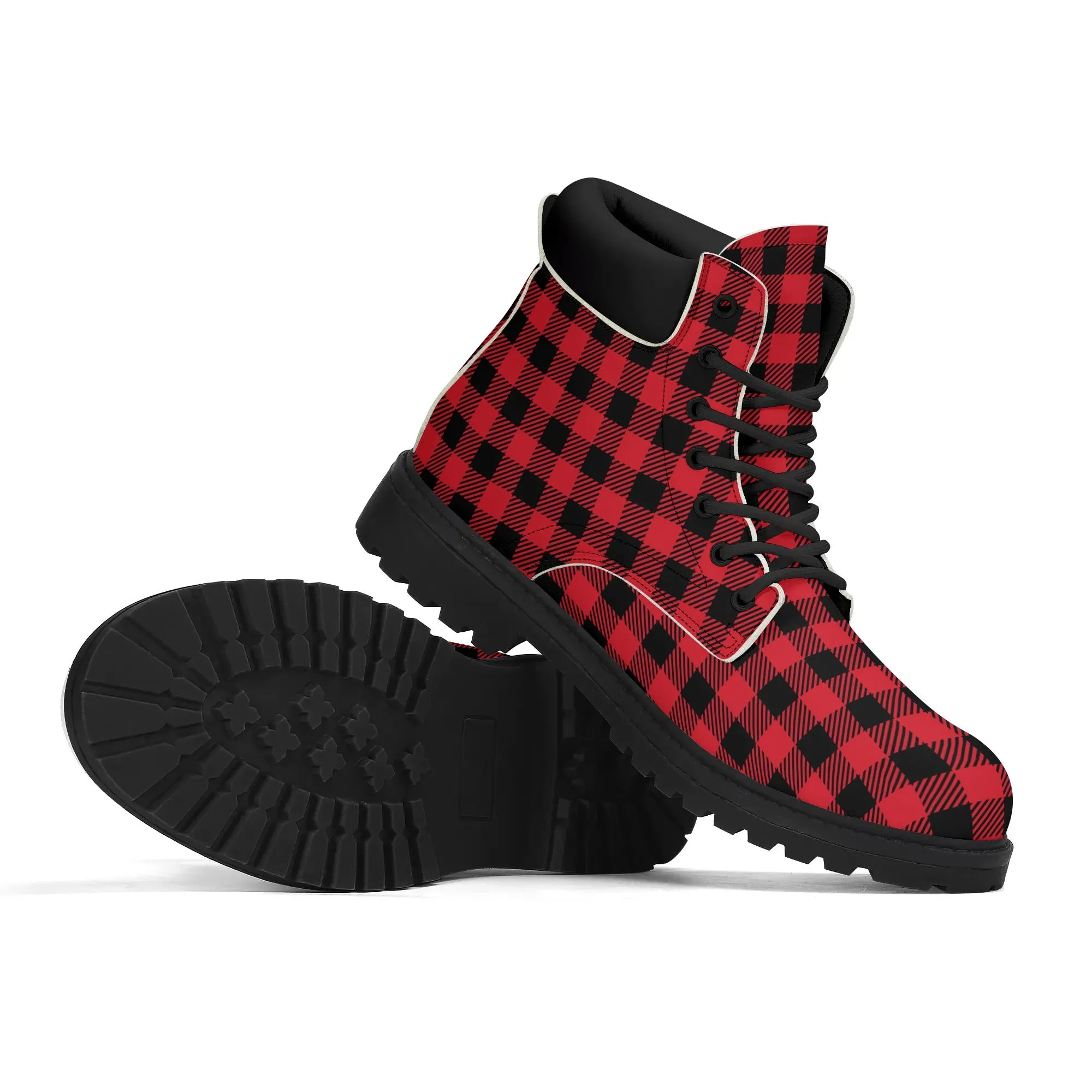 Red Buffalo Plaid Mens All Season Boots