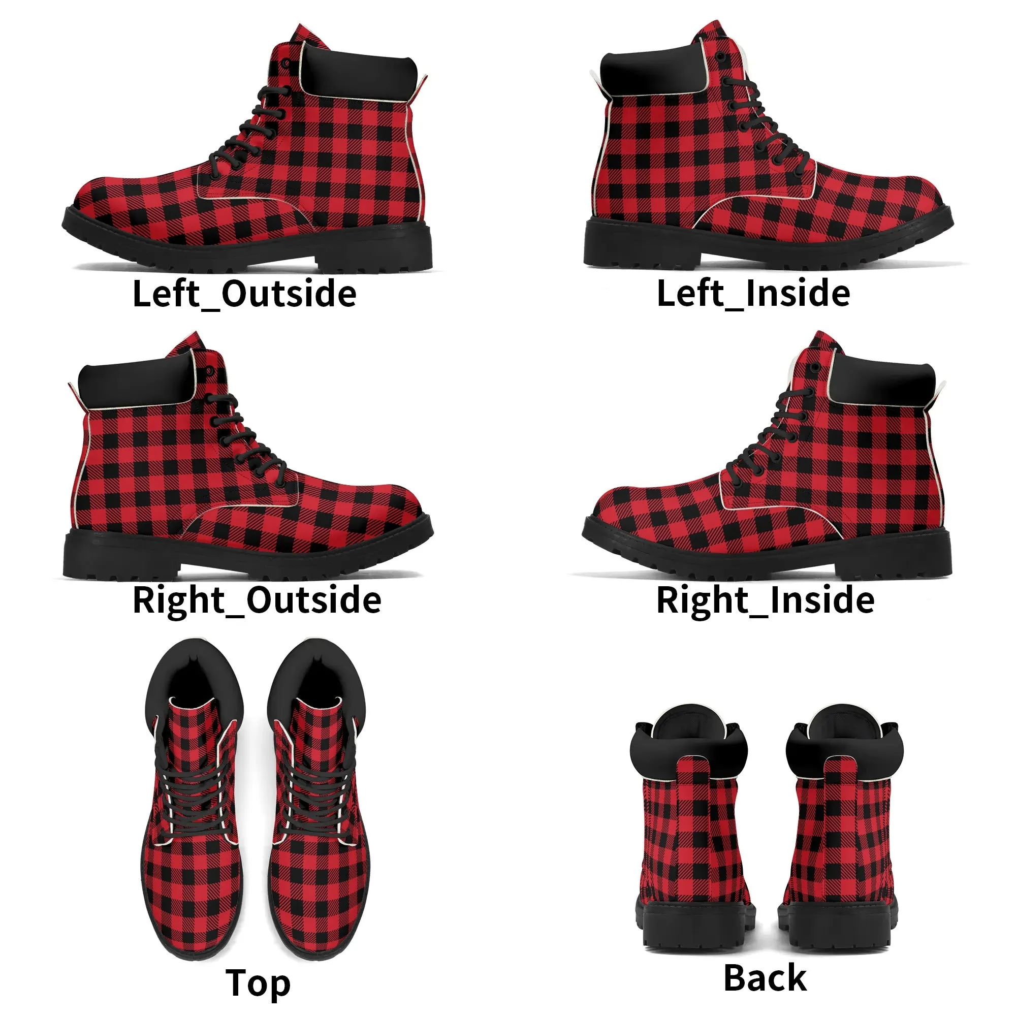 Red Buffalo Plaid Mens All Season Boots