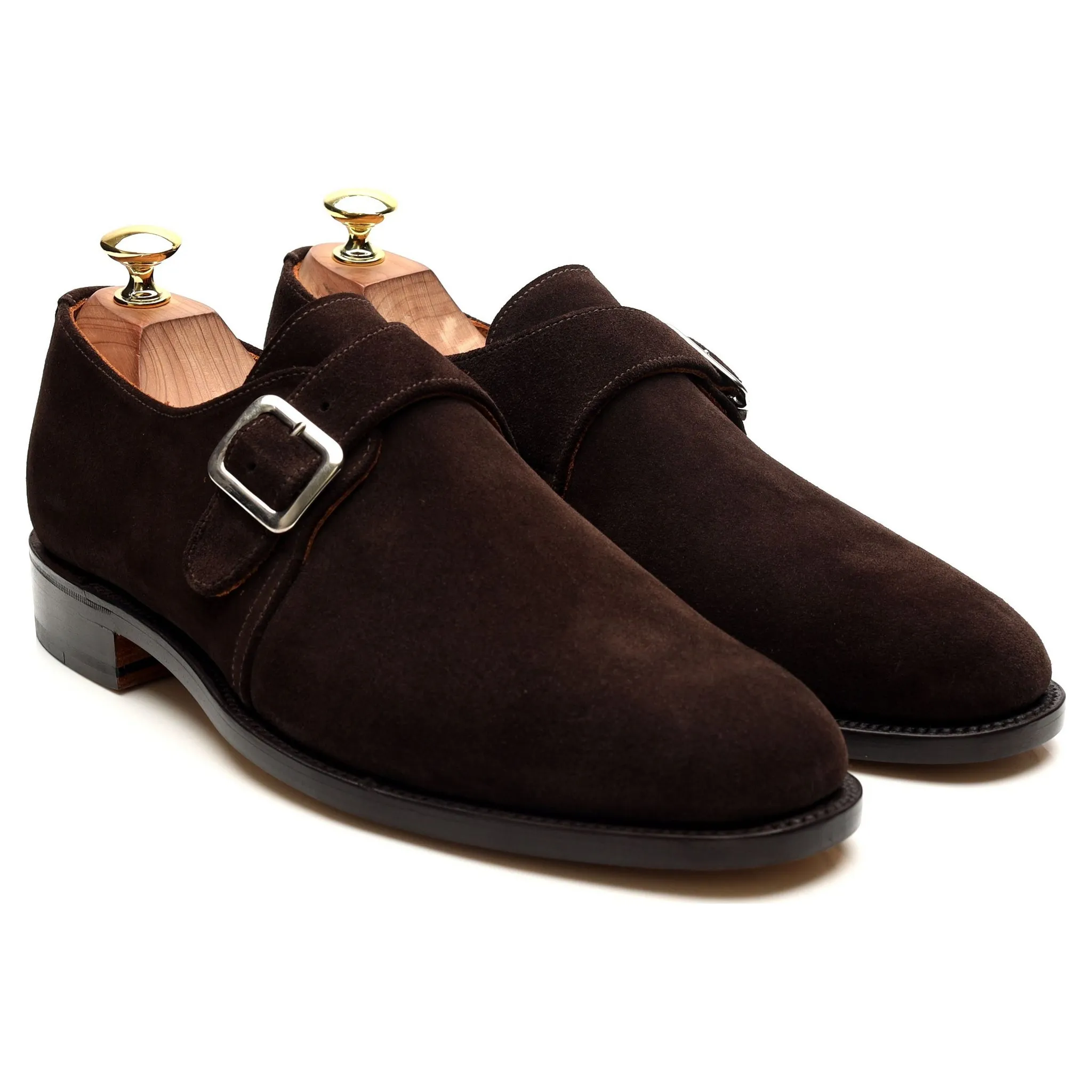 'Rome' Dark Brown Suede Monk Strap UK 8 F