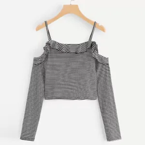 Ruffled Crop Off-Shoulder
