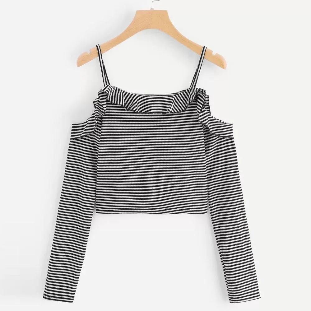 Ruffled Crop Off-Shoulder