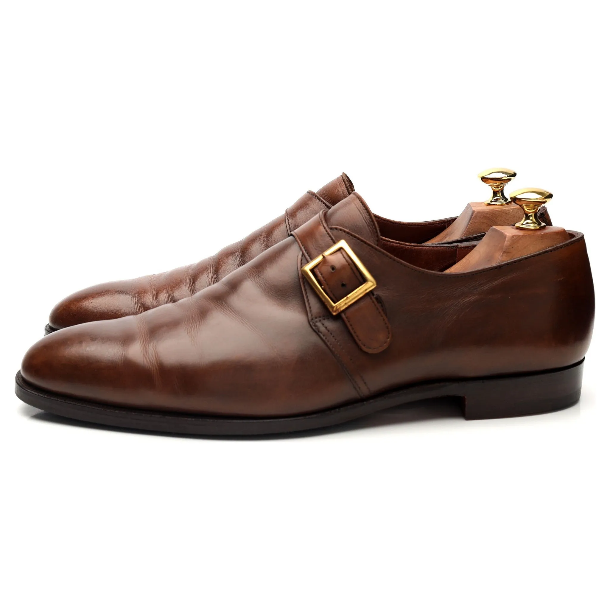 'Savile' Brown Leather Monk Strap UK 9.5 E