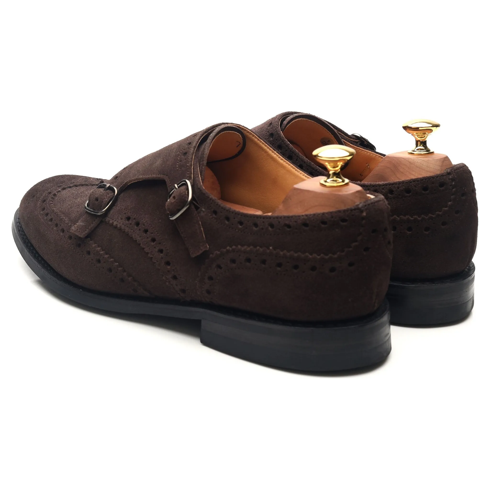 'Seaforth' Dark Brown Suede Double Monk Strap UK 9 G