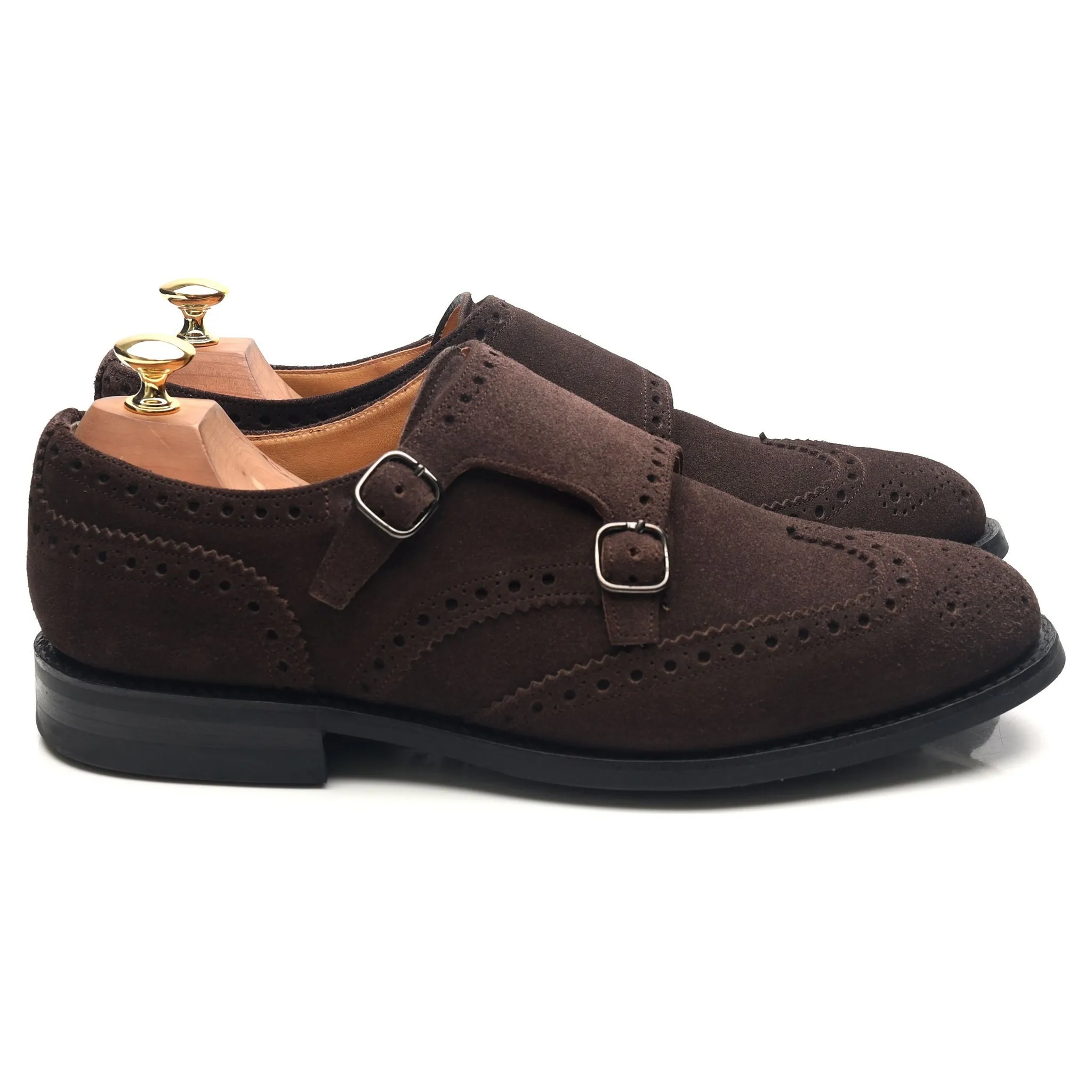 'Seaforth' Dark Brown Suede Double Monk Strap UK 9 G
