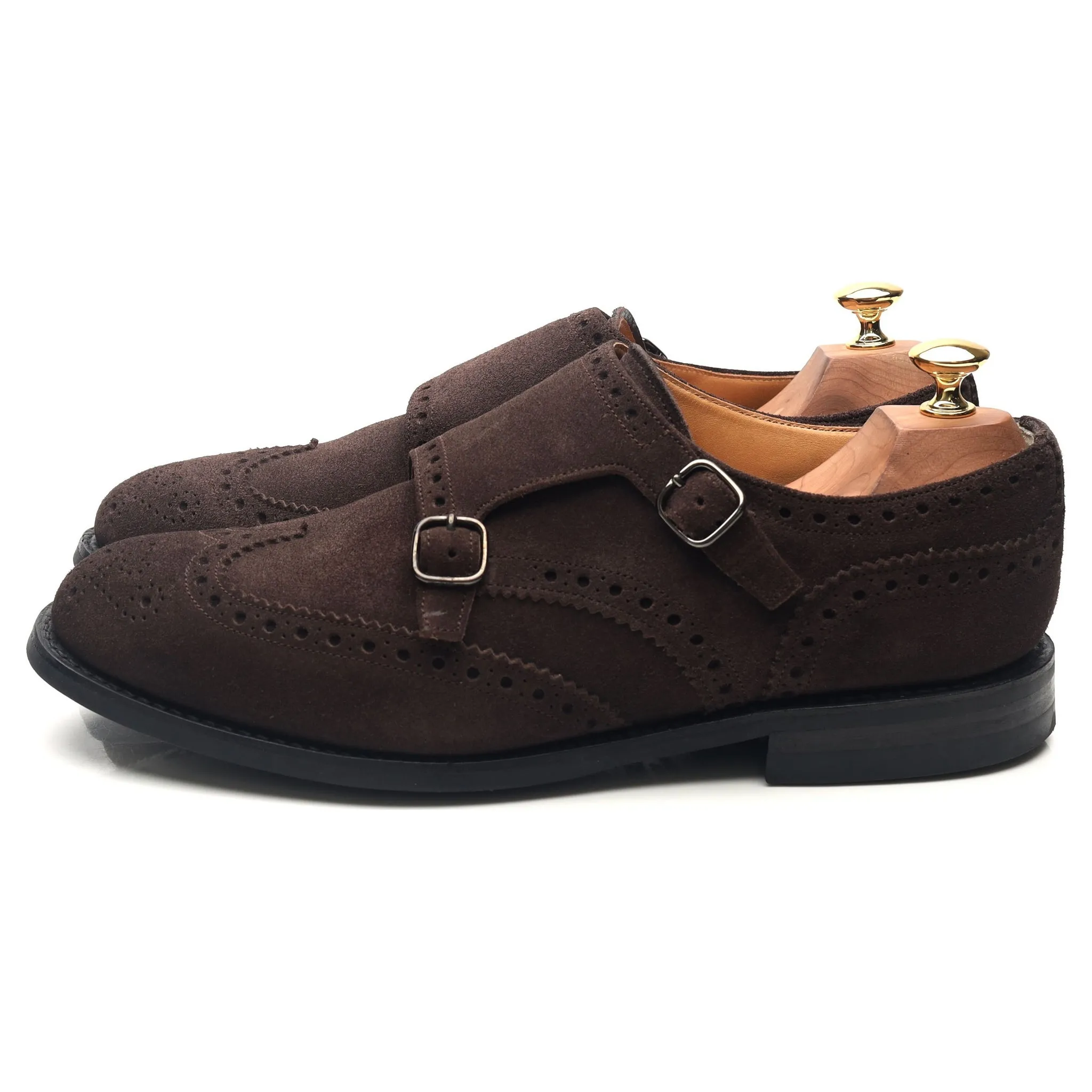 'Seaforth' Dark Brown Suede Double Monk Strap UK 9 G