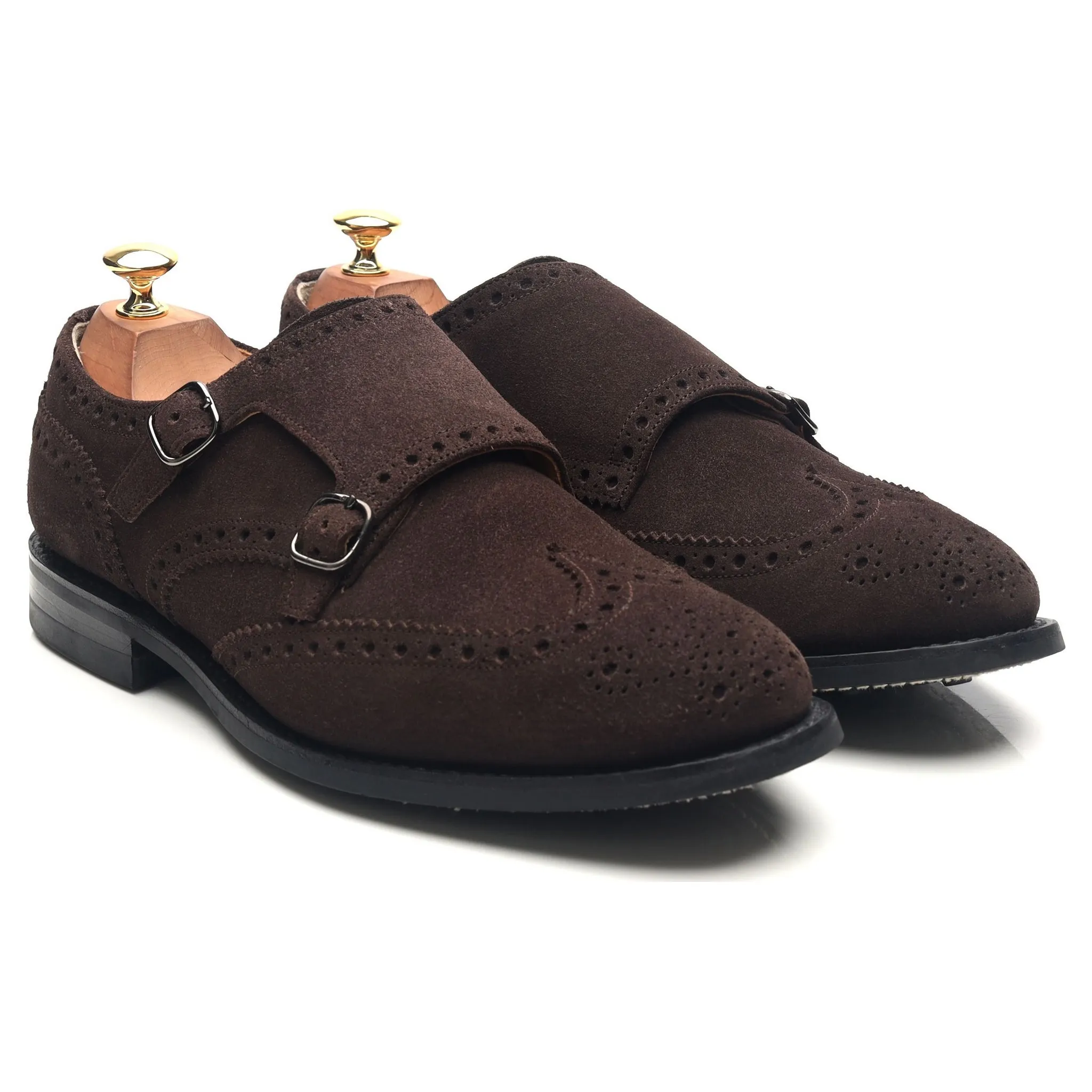 'Seaforth' Dark Brown Suede Double Monk Strap UK 9 G