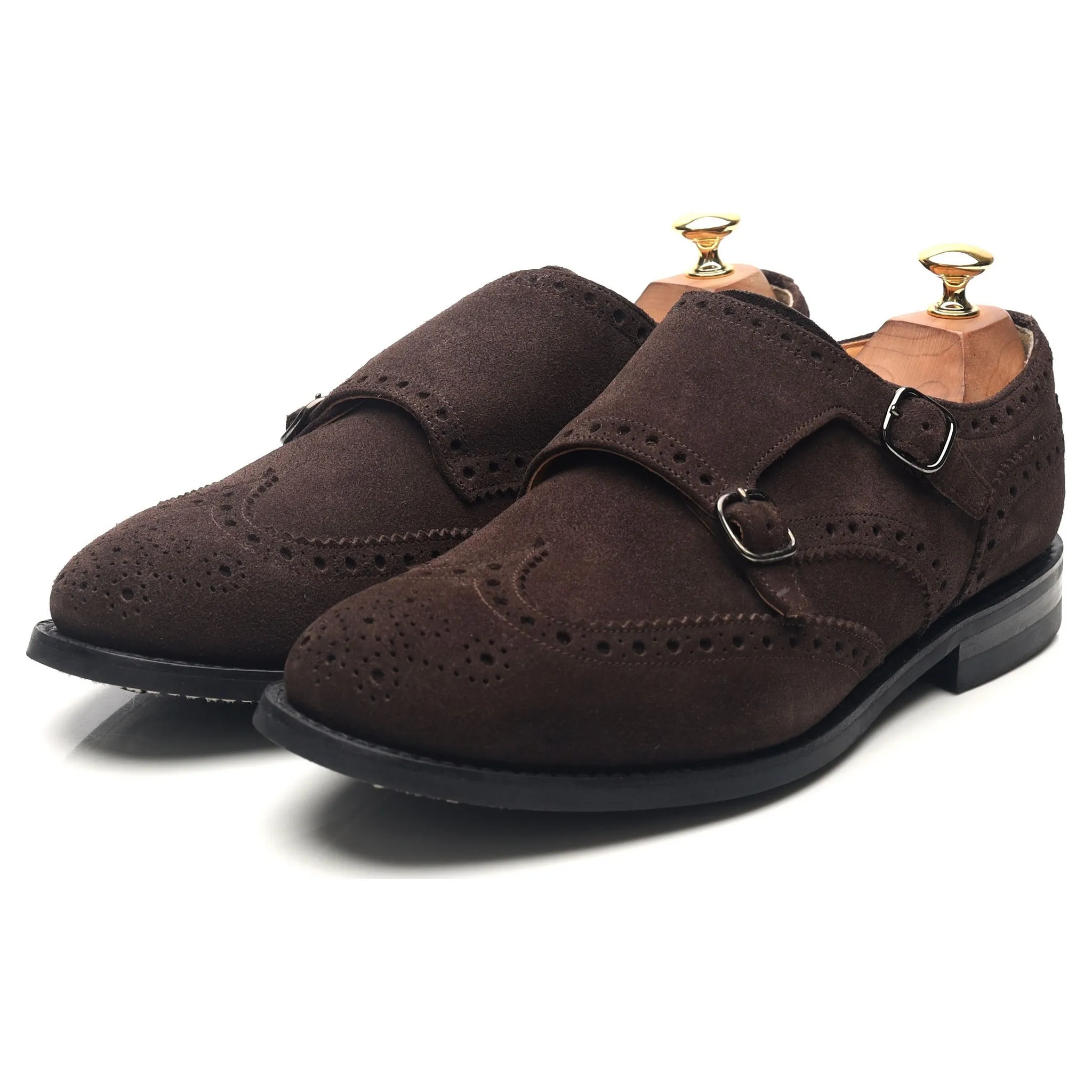 'Seaforth' Dark Brown Suede Double Monk Strap UK 9 G