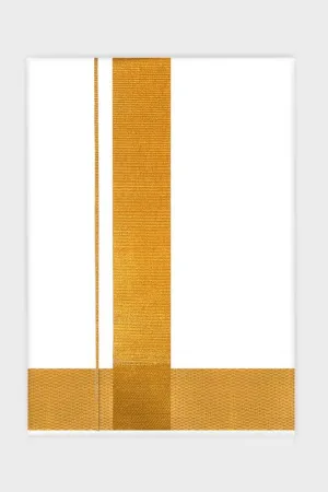 Shrishti - White Single Layered Dhoti with Gold Jari Border For Men | Uathayam