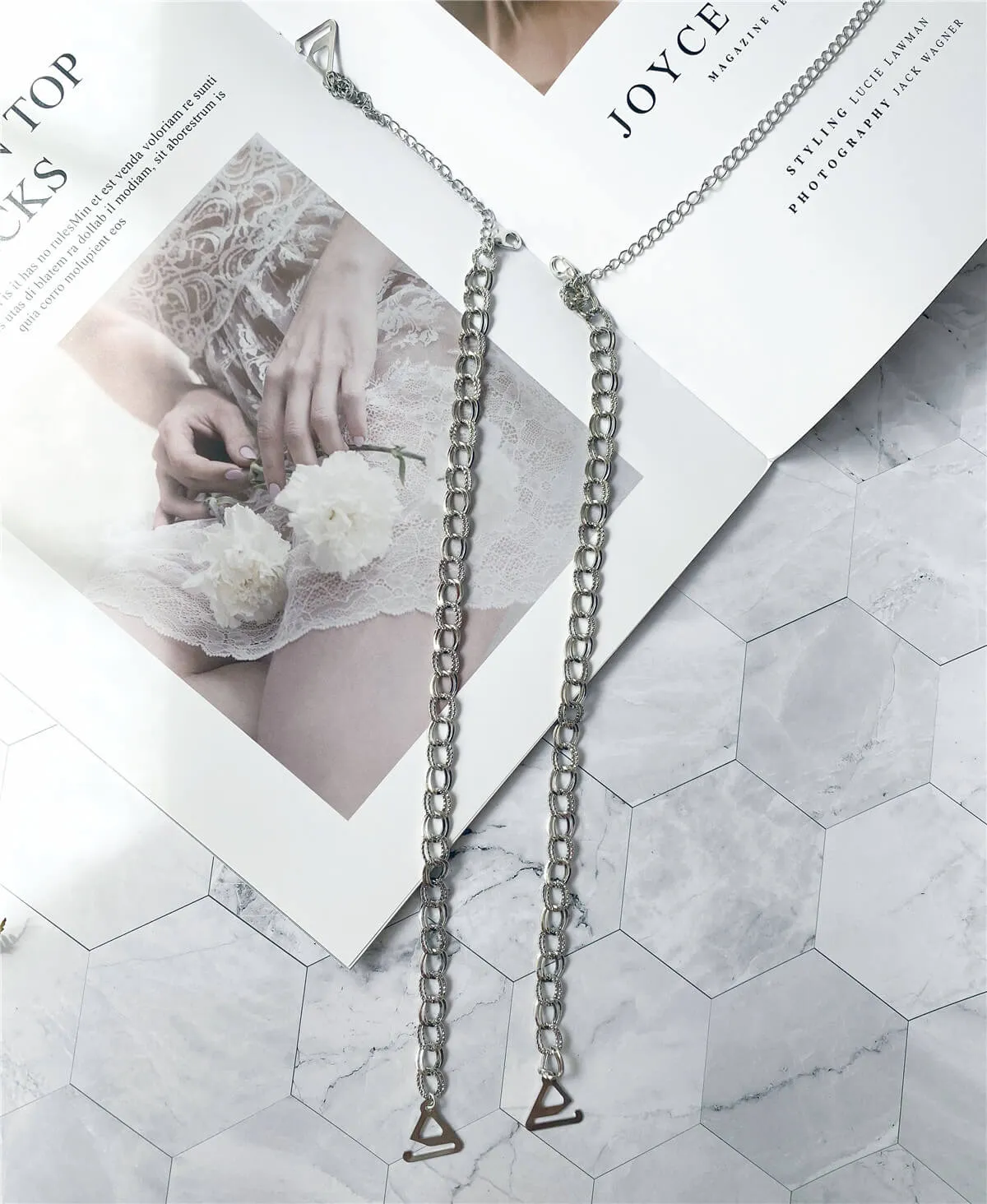 Silver Metal Decorative Bra Straps