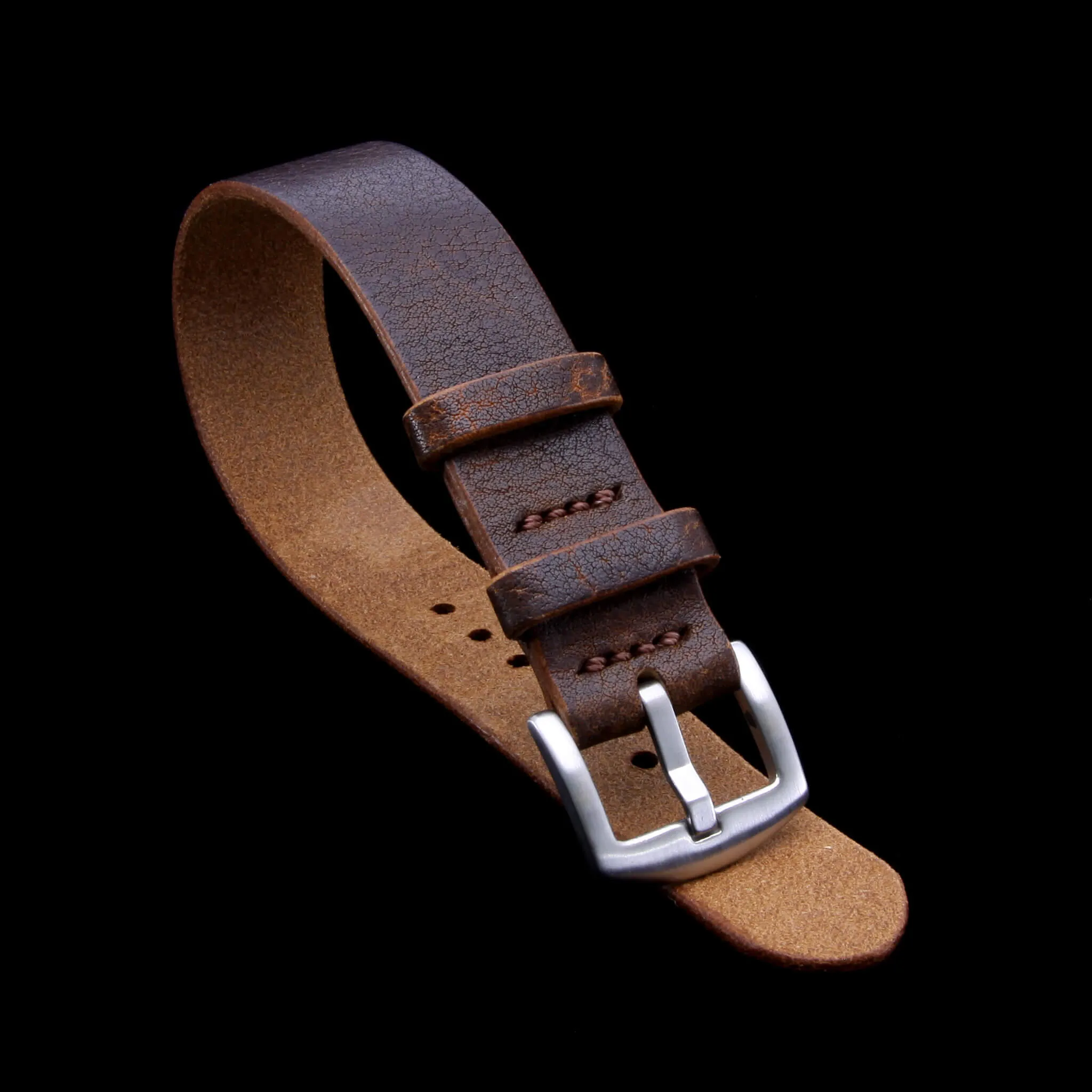 Single Pass Leather Watch Strap, 2-Keeper Gobi-Cognac