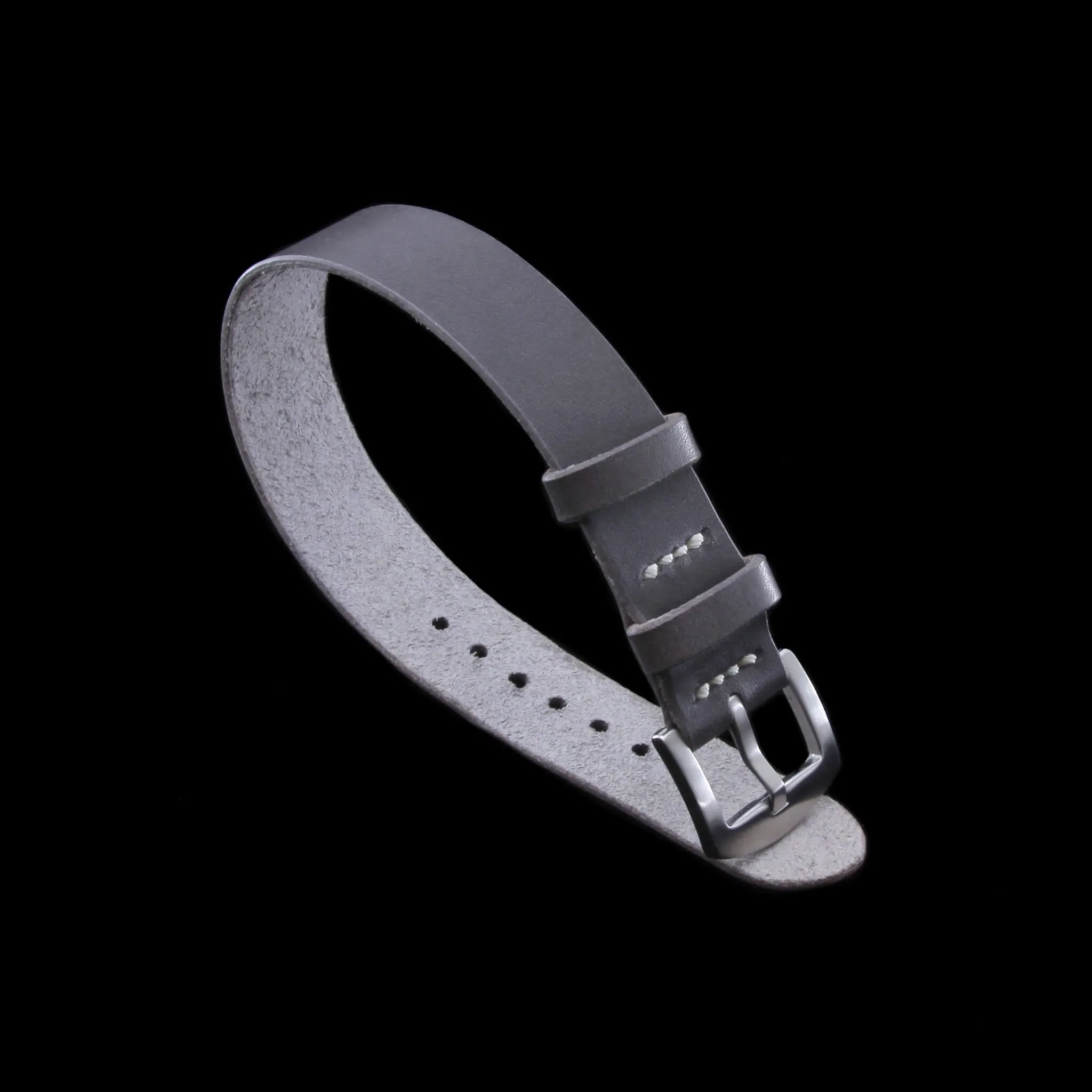 Single Pass Leather Watch Strap, 2-Keeper Koala Antracite