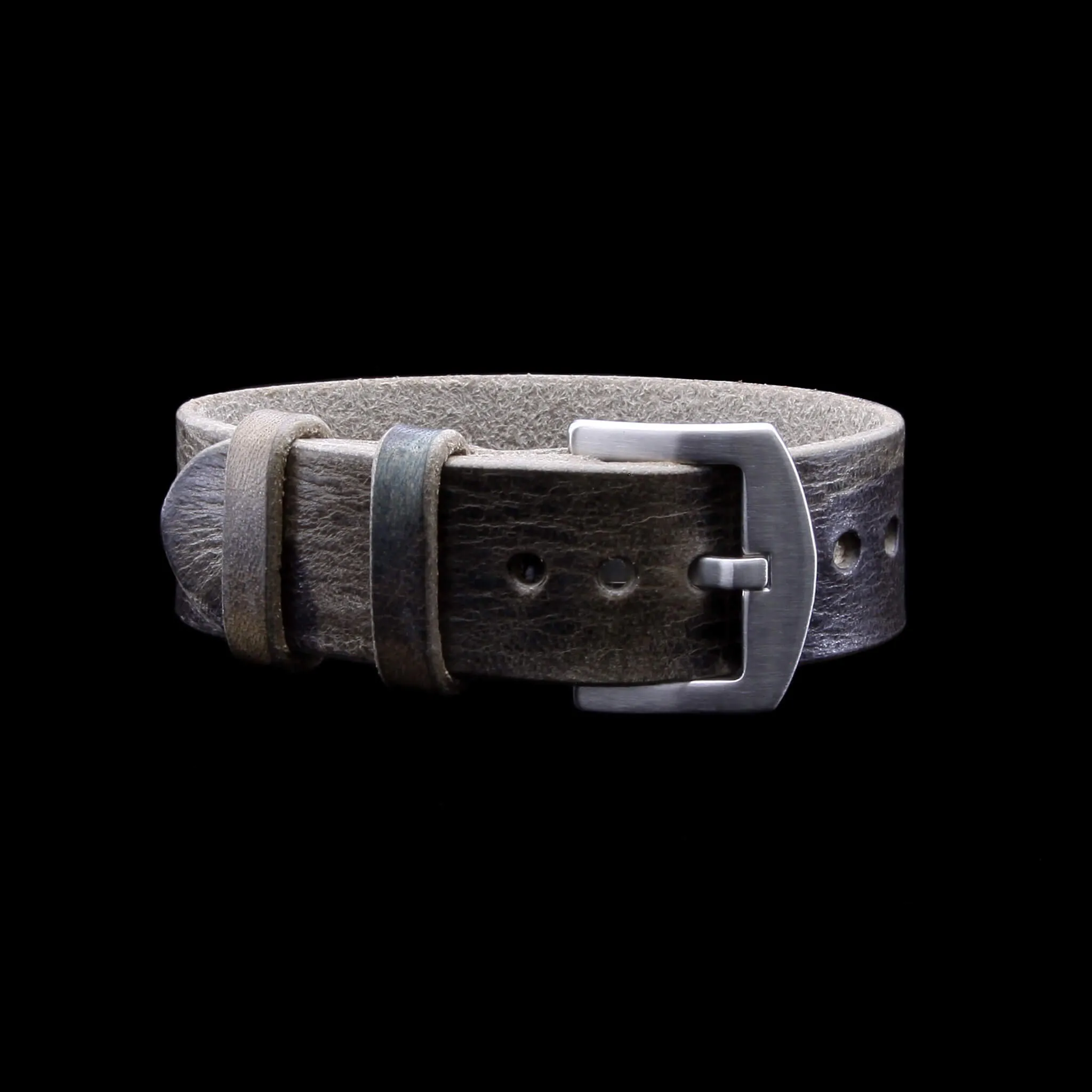 Single Pass Leather Watch Strap, 2-Keeper Military 107