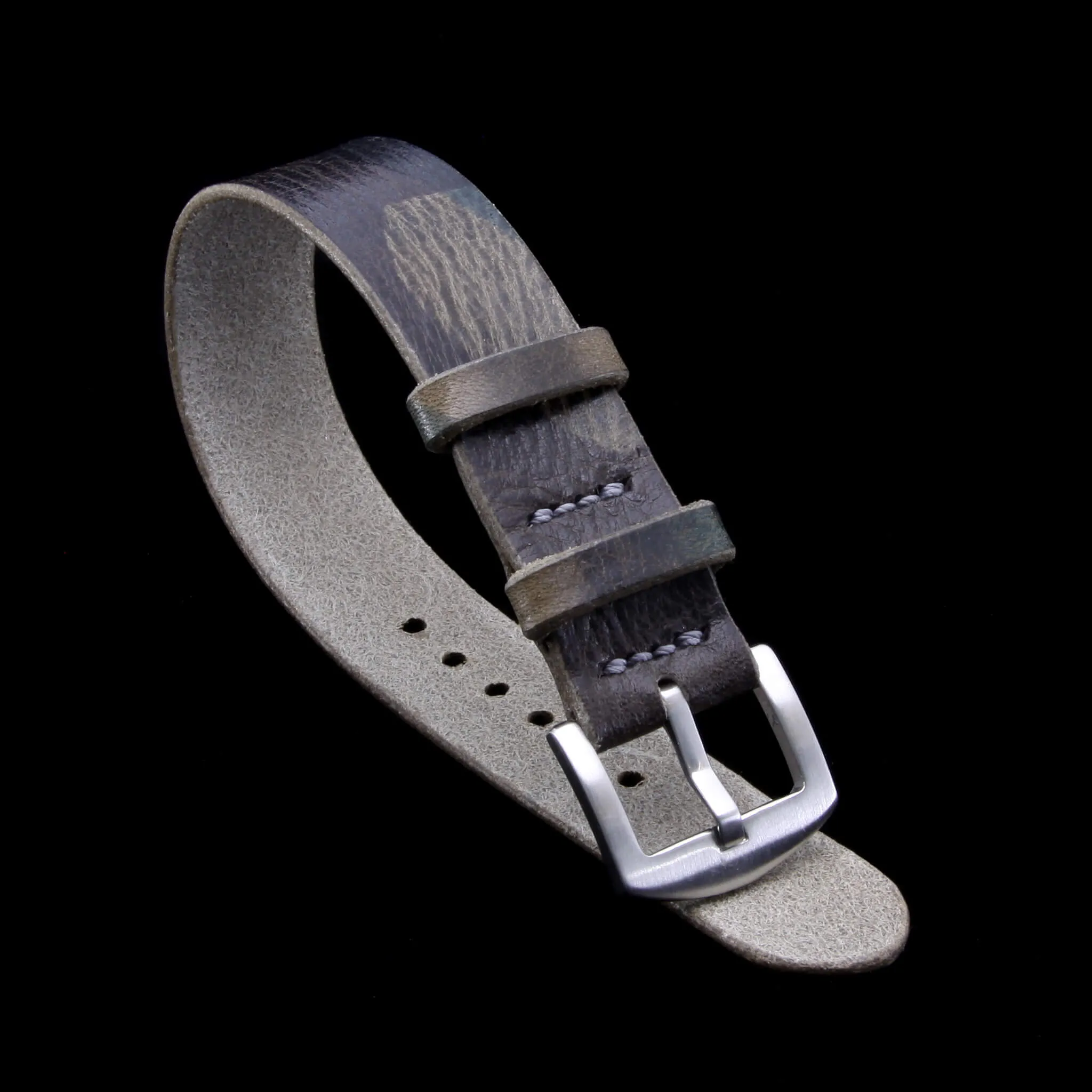 Single Pass Leather Watch Strap, 2-Keeper Military 107