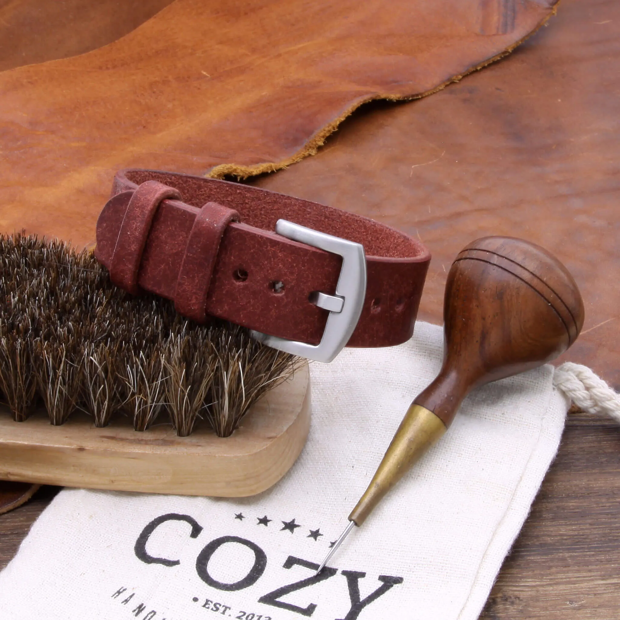Single Pass Leather Watch Strap, 2-Keeper Pueblo Cocinella