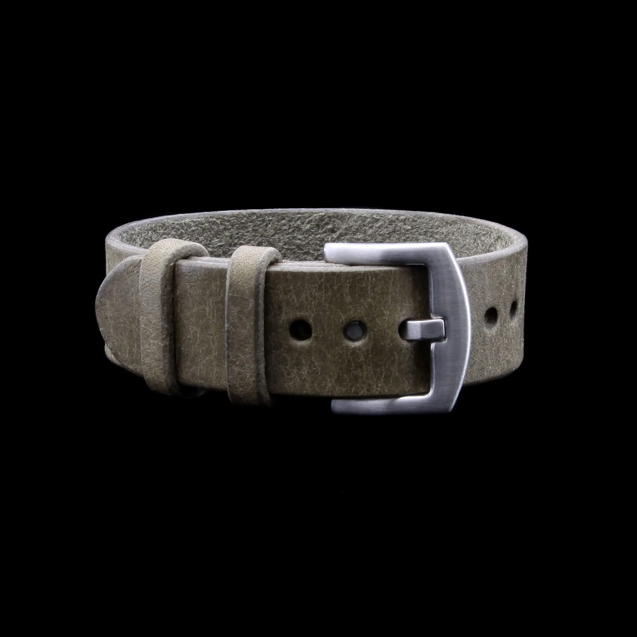 Single Pass Leather Watch Strap, 2-Keeper Rustic Olive