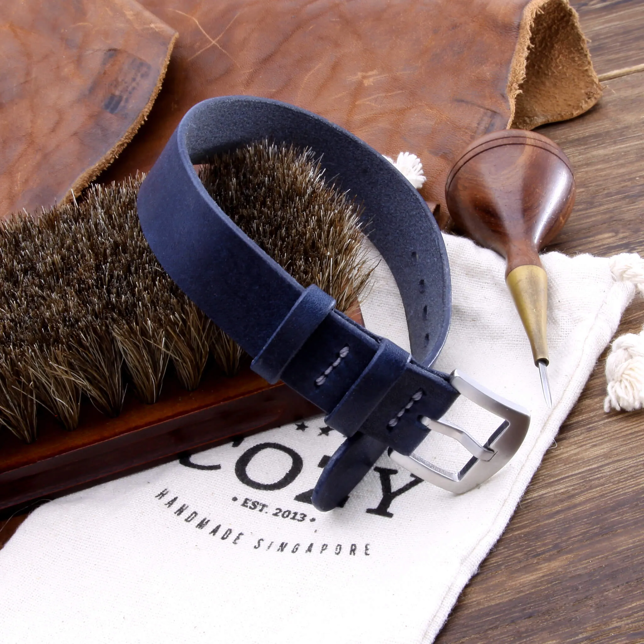 Single Pass Leather Watch Strap, 2-Keeper Vintage 407