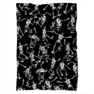 Skateboarding Skulls Black Blanket