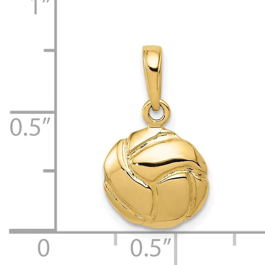 Solid 14k Yellow Gold Volleyball Charm Pendant