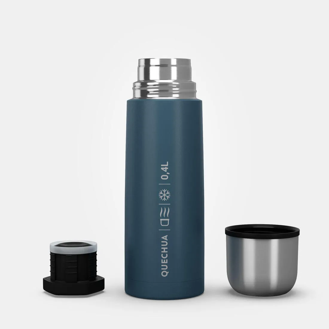 Stainless steel 0.7 L insulated bottle with cup for hiking - metal