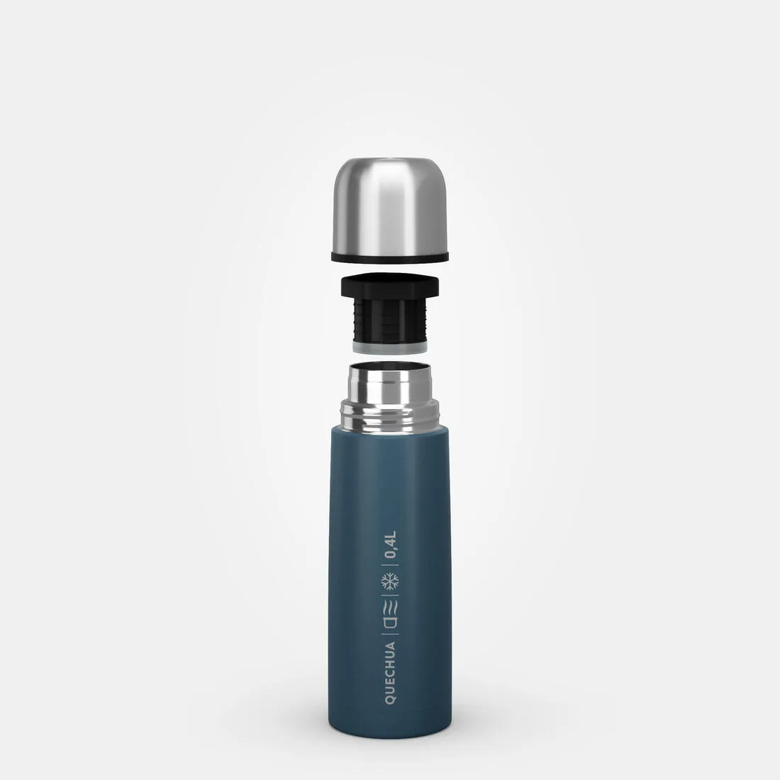 Stainless steel 0.7 L insulated bottle with cup for hiking - metal